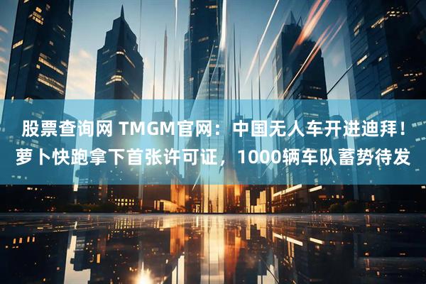 股票查询网 TMGM官网：中国无人车开进迪拜！萝卜快跑拿下首张许可证，1000辆车队蓄势待发